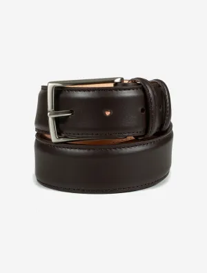 Leather Belt With Stitching E-Brown