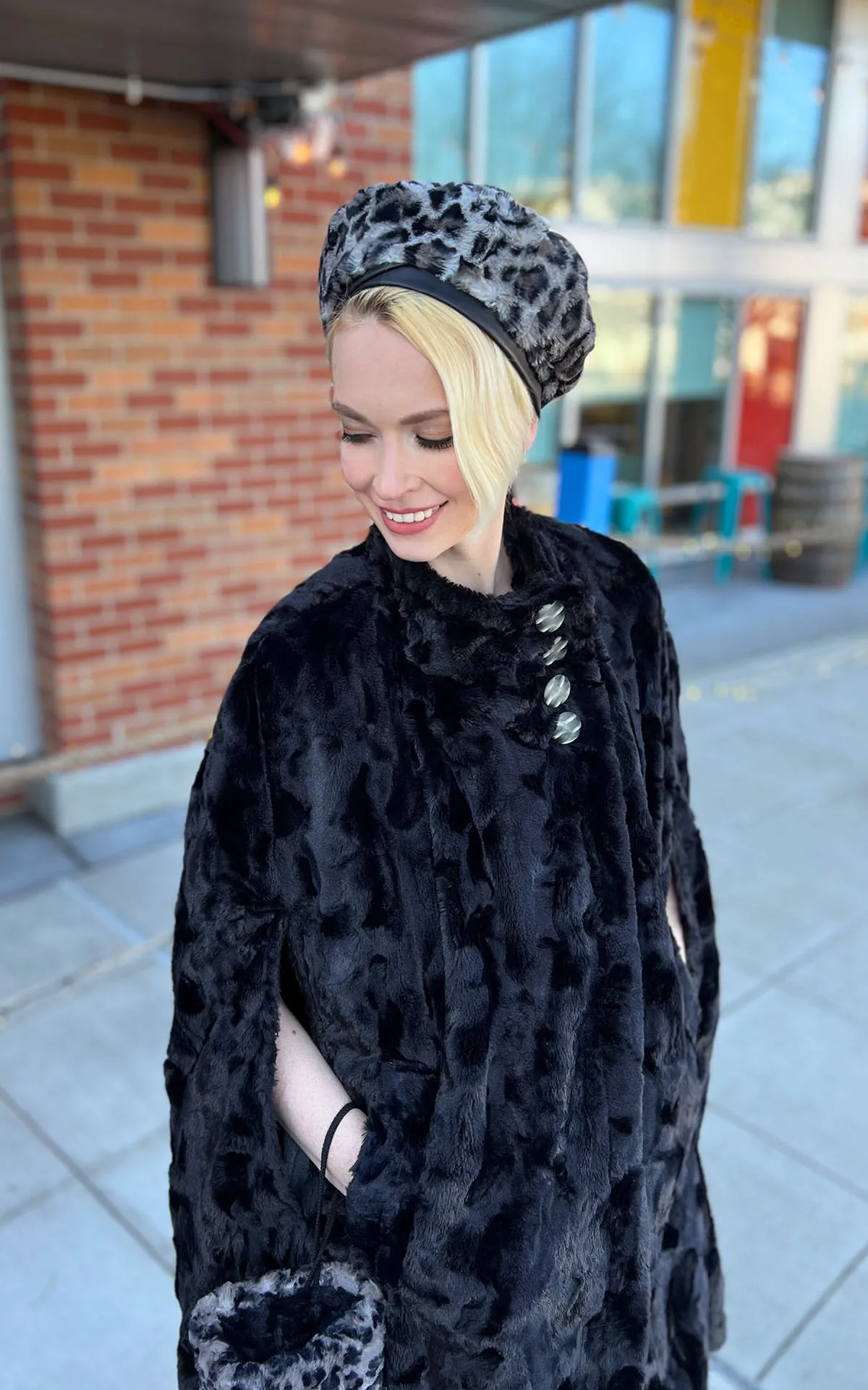 Long Cape - Minky Faux Fur in Black (One Left!)