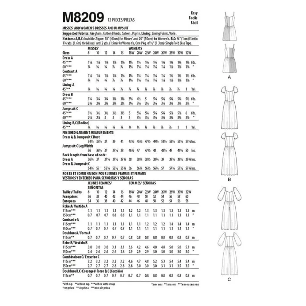 M8209 Misses' & Women's Dresses & Jumpsuit