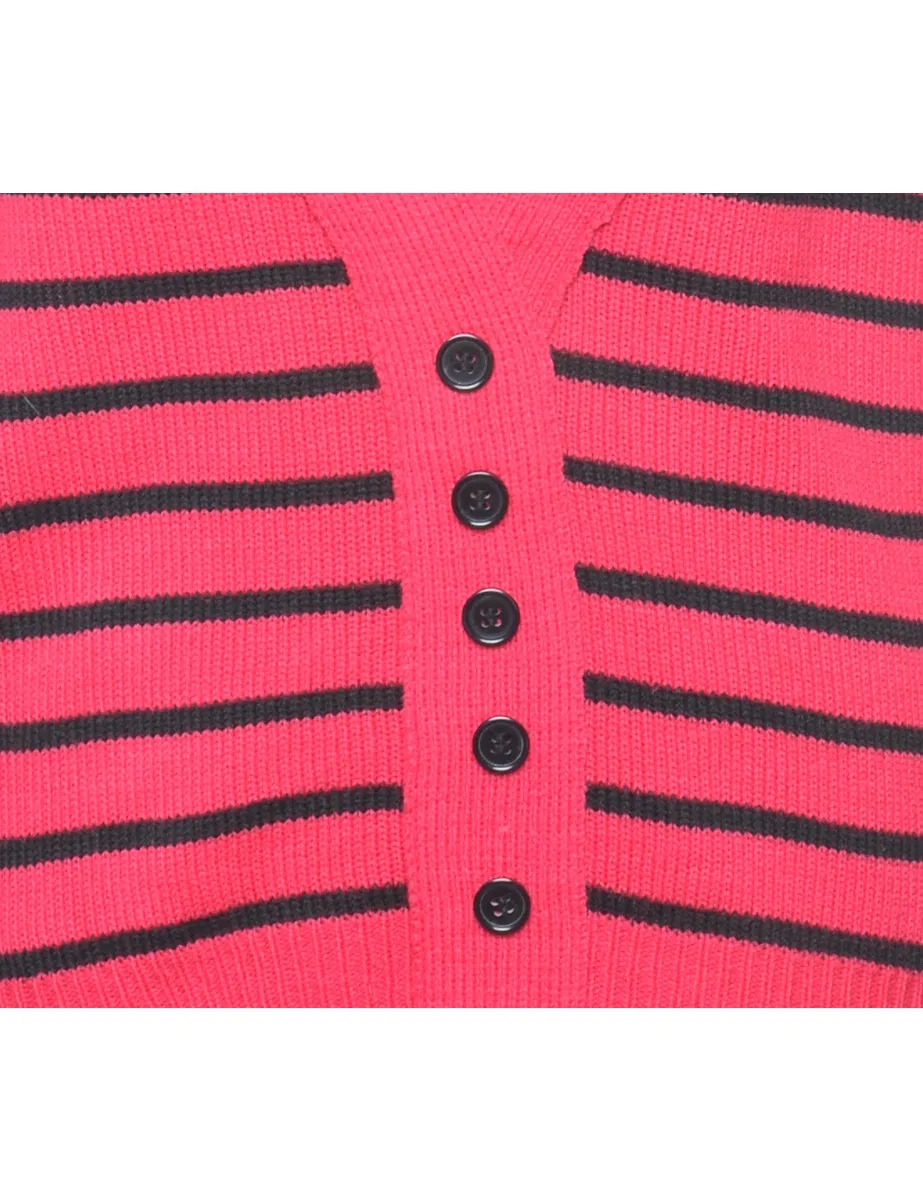 Magenta Striped Jumper - L