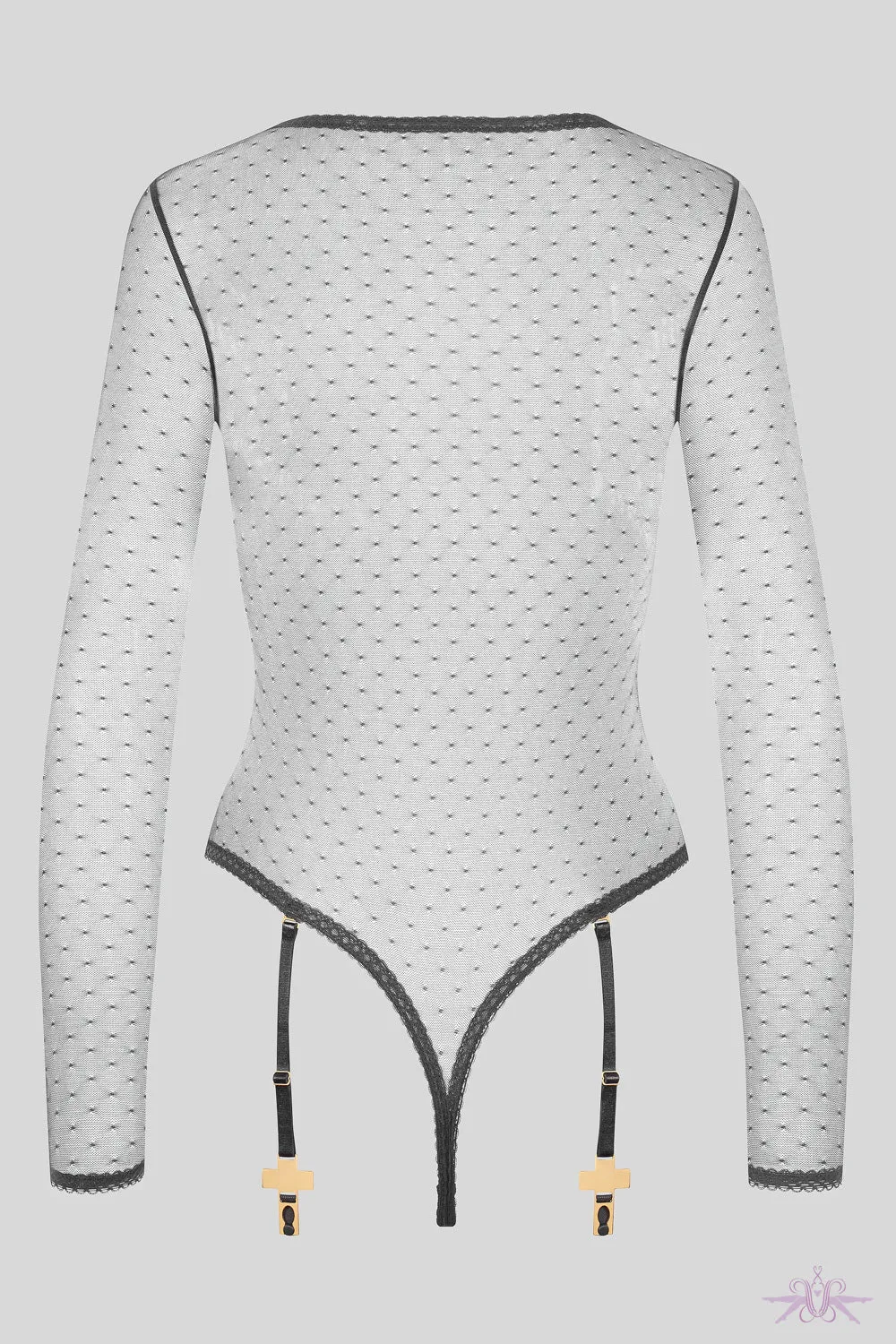 Maison Close Inspiration Divine Swiss Dot Mesh Body with Suspenders