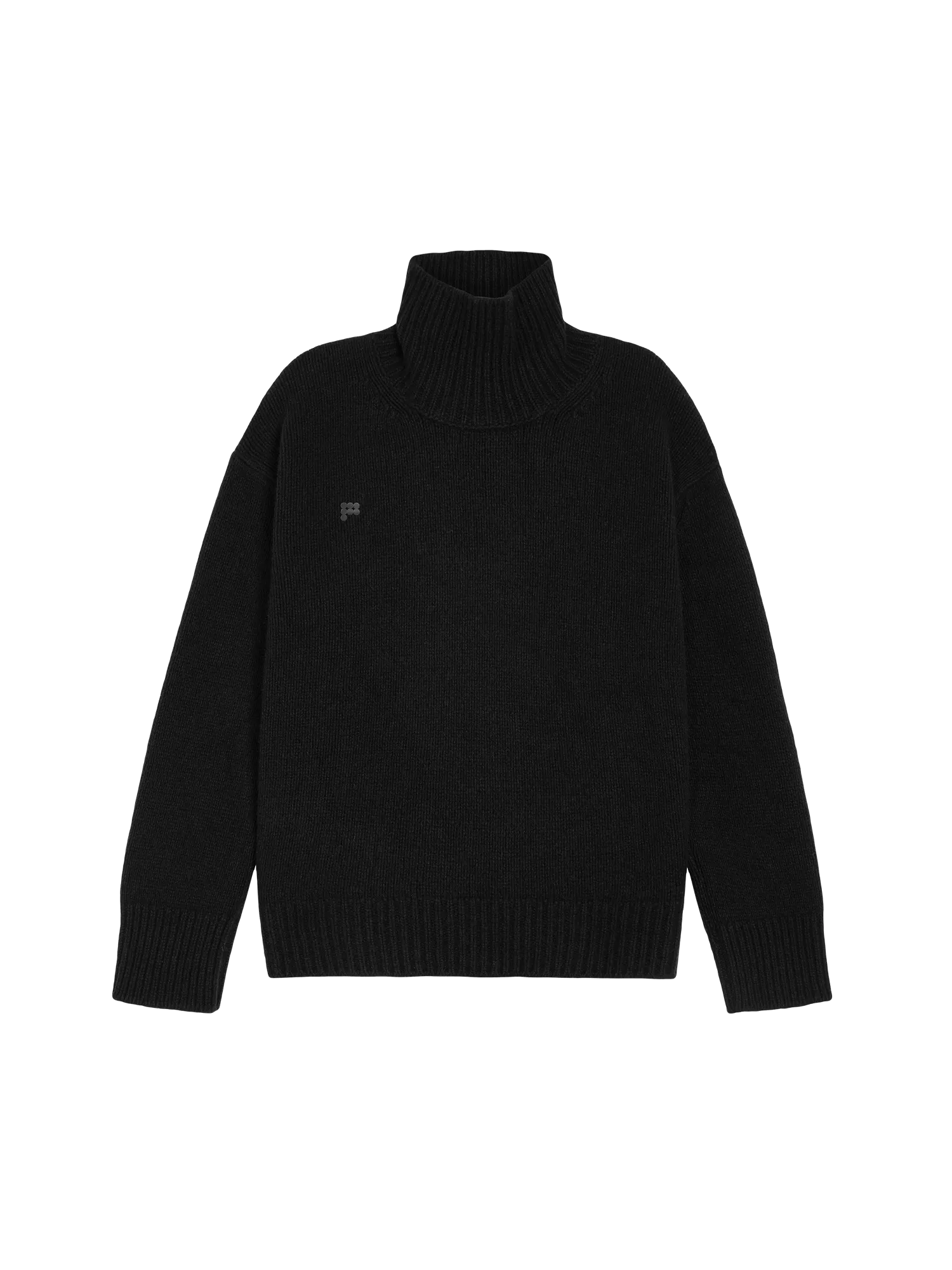 Men's Recycled Cashmere Chunky Turtleneck Sweater—black