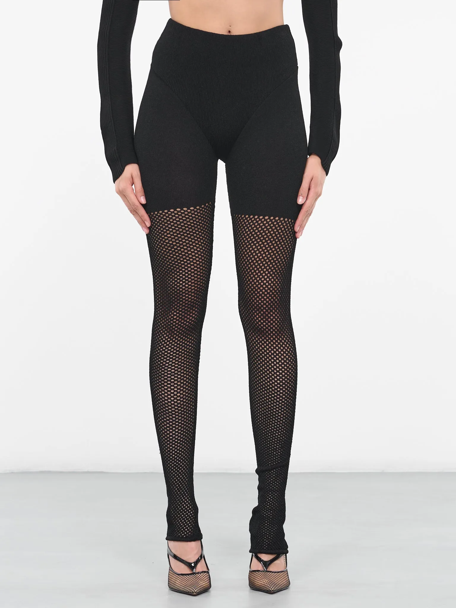 Mesh Knit Leggings (VEPX75030A-VXE600-BLACK)