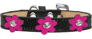 Metallic Flower Ice Cream Collar Black With Metallic Pink Flowers Size 16