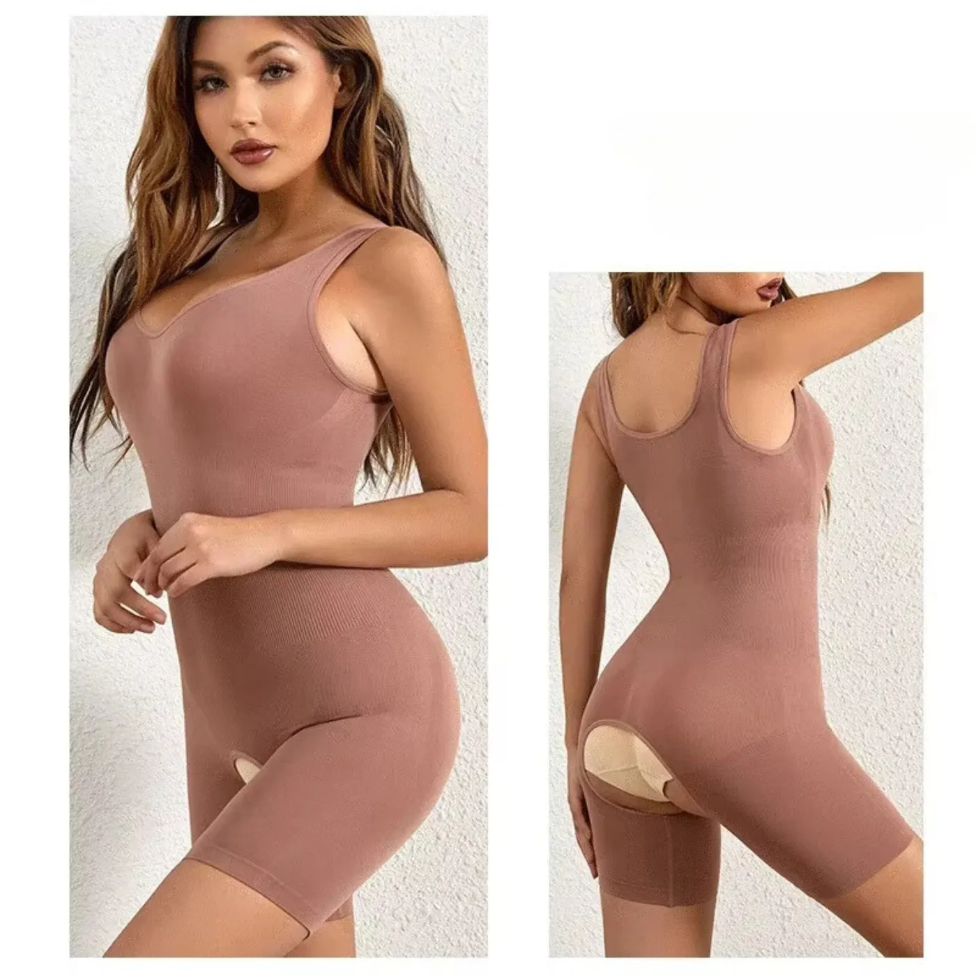 Mid Thigh Bodysuit Open Crotch Shapewear