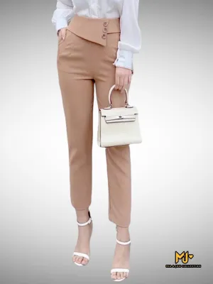 MJQ2201 The High Waist Ankle Pant in Beige