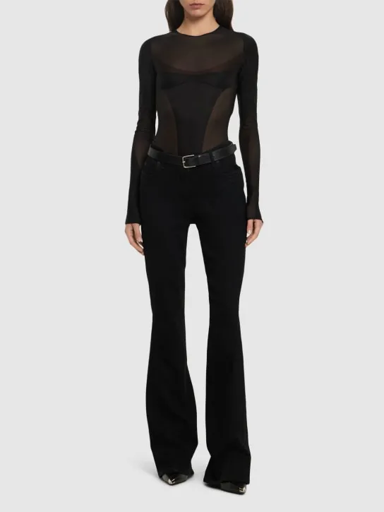 MUGLER   Nylon jersey long sleeve bodysuit 