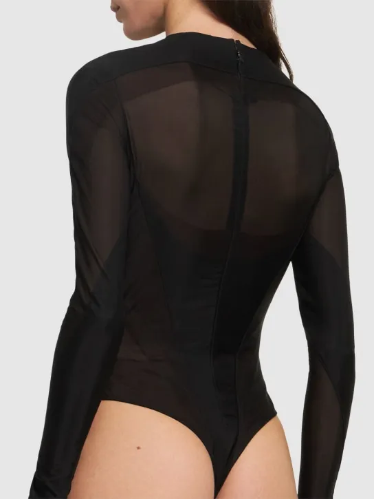 MUGLER   Nylon jersey long sleeve bodysuit 