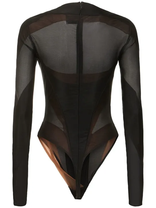 MUGLER   Nylon jersey long sleeve bodysuit 