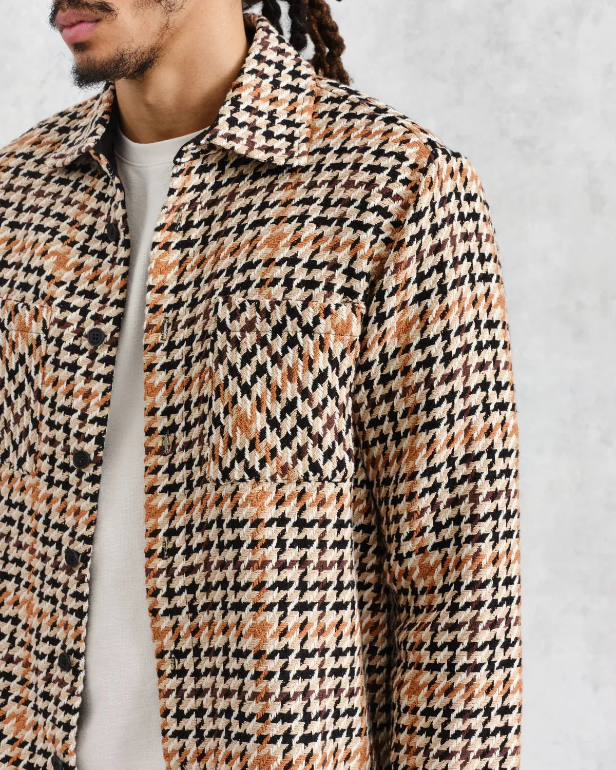 Natural Houndstooth Weave Whiting Overshirt