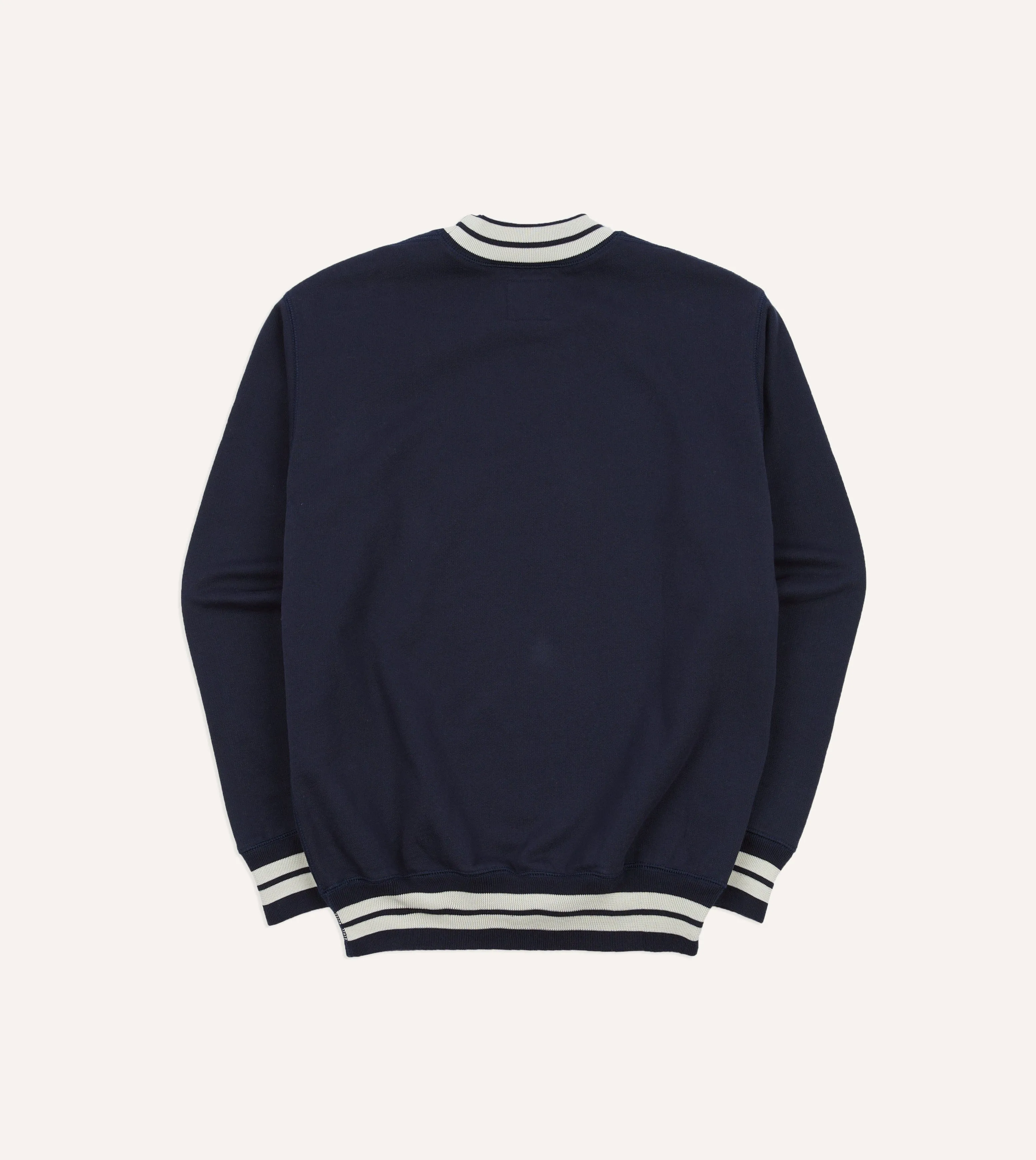 Navy Striped Rib Cotton Jersey Sweatshirt