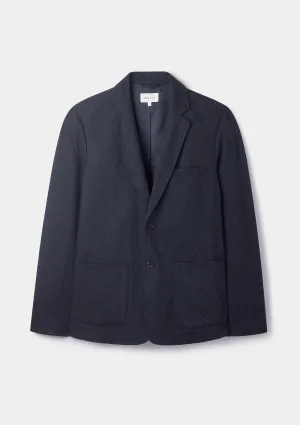 Navy Wool Silk Blazer