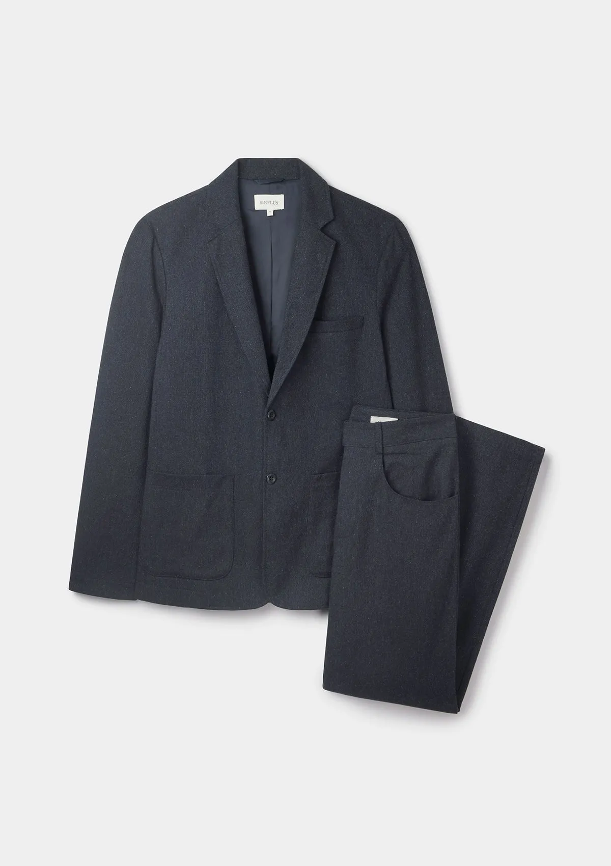 Navy Wool Silk Blazer