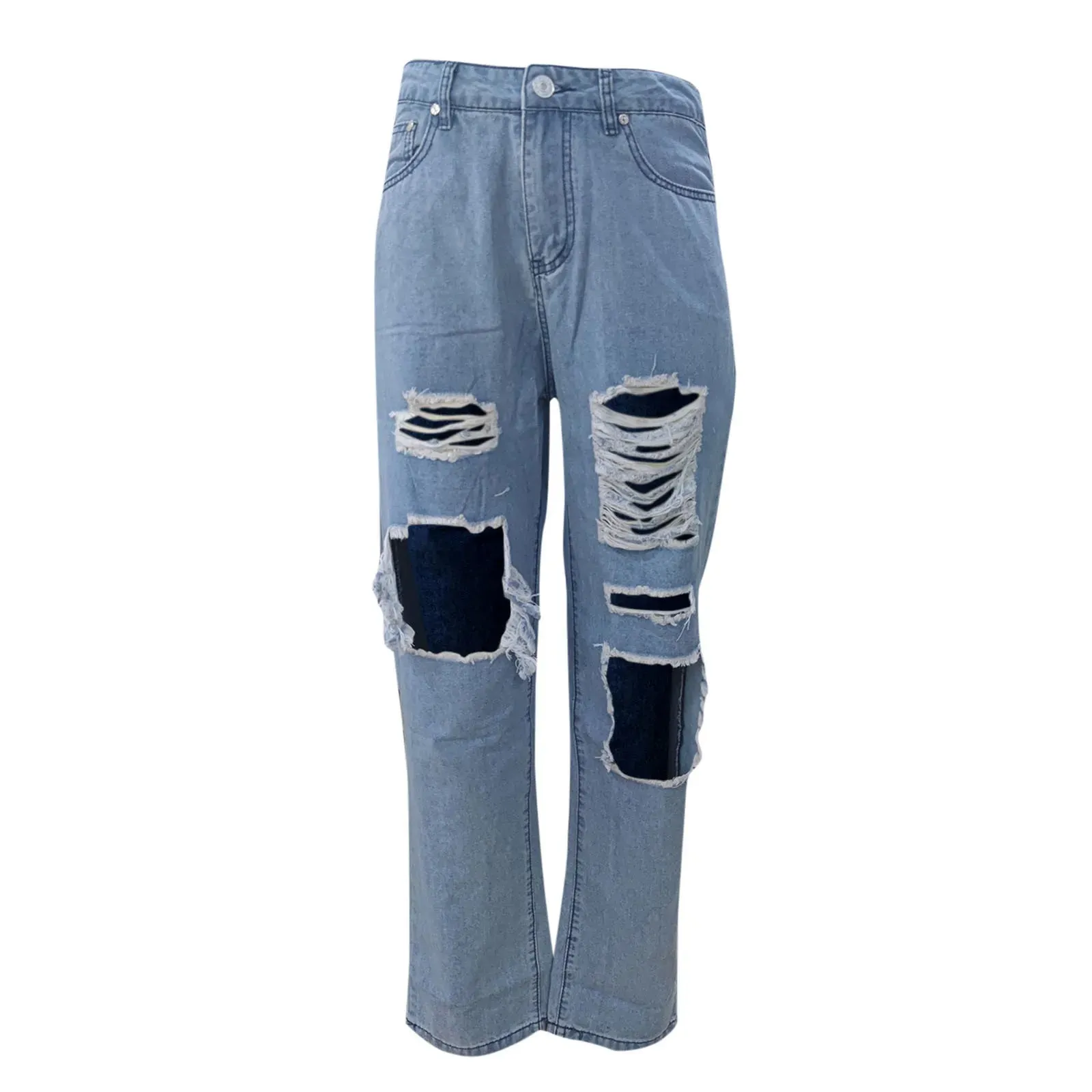 New Sexy High Waist Blue Washed Jeans Spring Summer Fashion Denim Loose Fit Wide Leg Casual Streetwear Women Pants