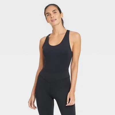 New - Women's Cross Back Active Bodysuit - JoyLab Black L