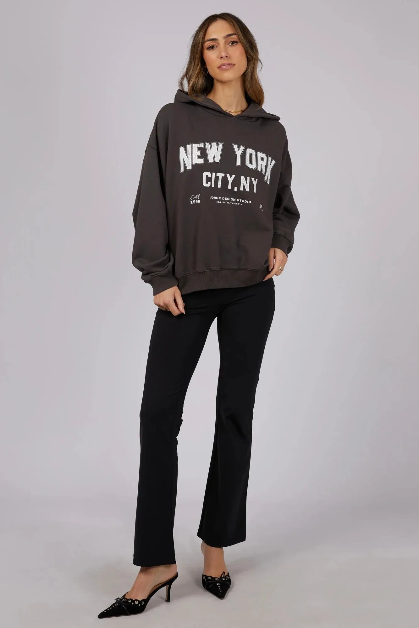 New York Washed Black Hoodie