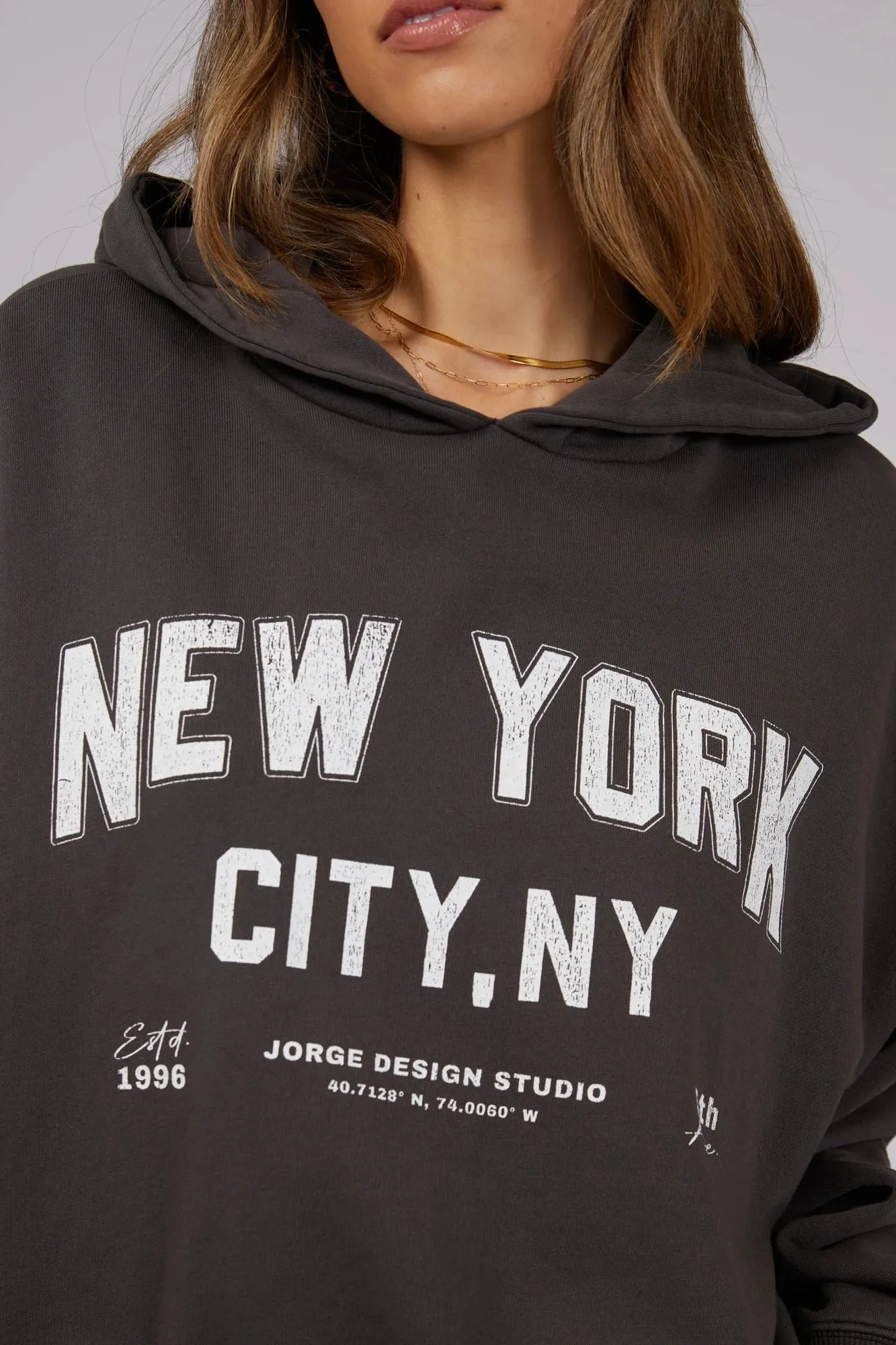 New York Washed Black Hoodie