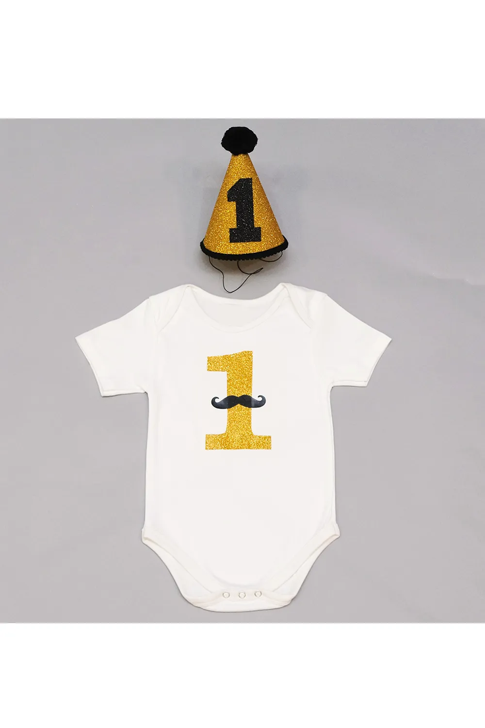 One moustache first birthday bodysuit