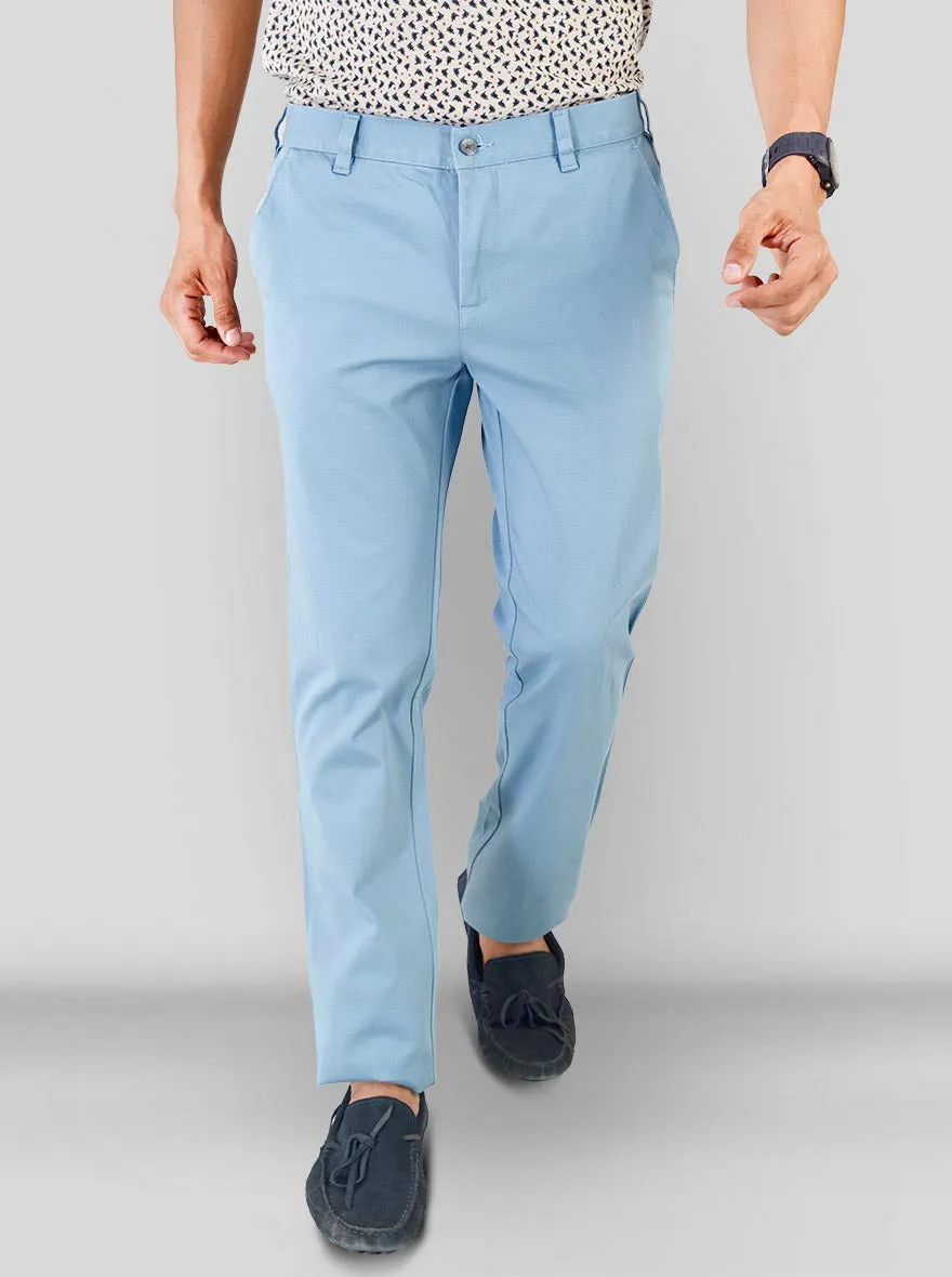 Parisian Blue Self Textured Super Slim Fit Chinos | Greenfibre