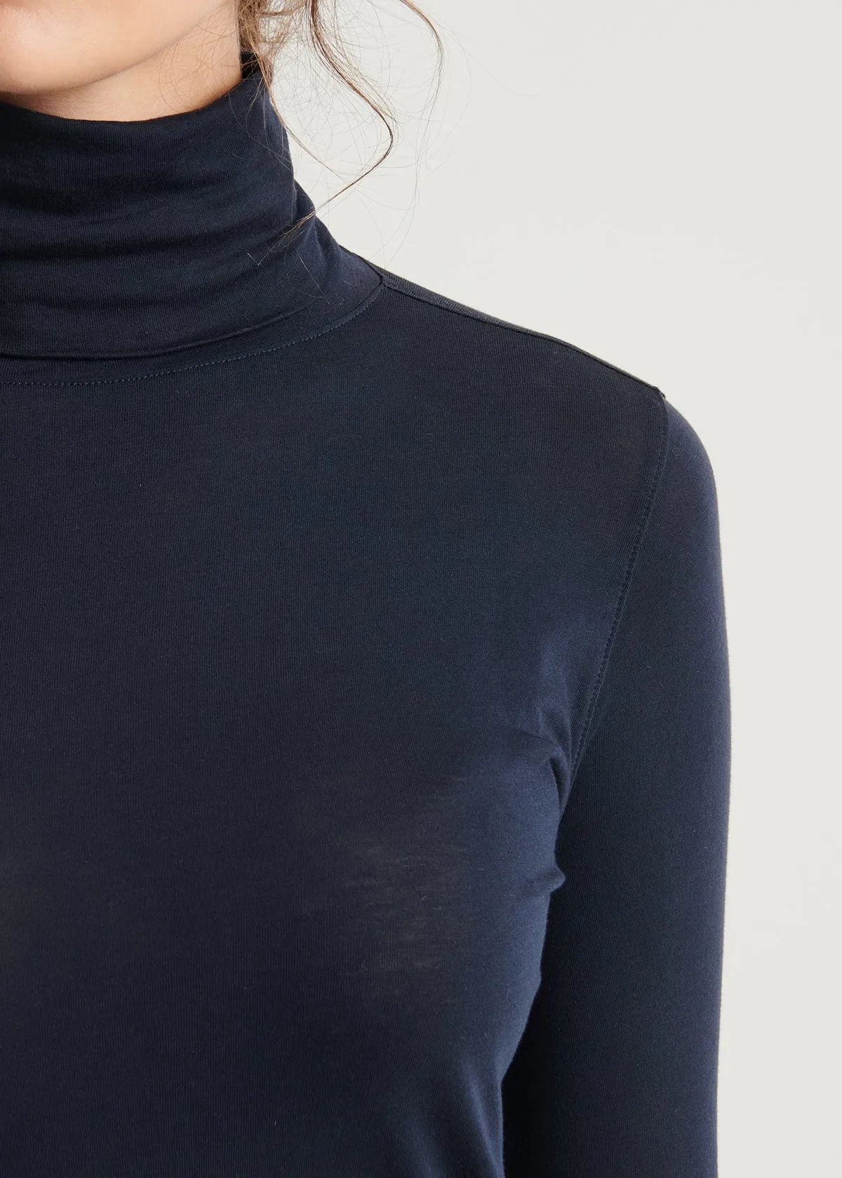 Patrick Assaraf Pima Fitted Turtleneck - Black W92TO3T