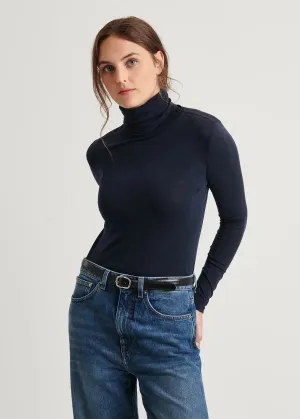 Patrick Assaraf Pima Fitted Turtleneck - Black W92TO3T