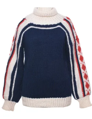 Patterned Turtleneck Jumper - L