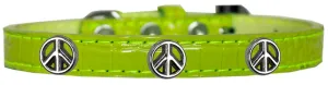 Peace Sign Widget Croc Dog Collar Lime Green Size 10