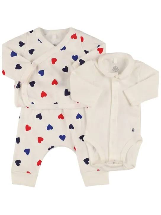 Petit Bateau   Cotton cardigan, bodysuit &amp; pants 