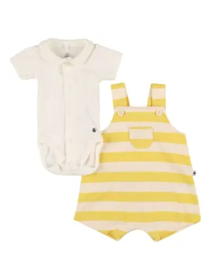 Petit Bateau   Striped cotton overalls &amp; bodysuit 