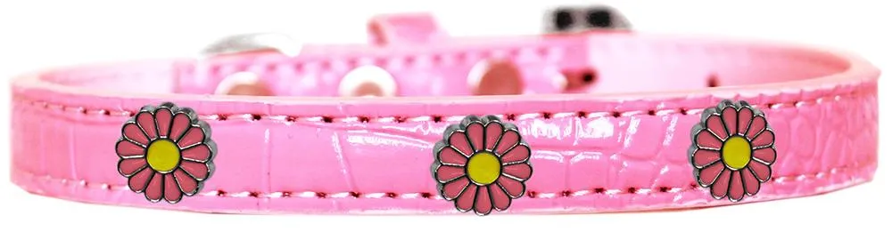 Pink Daisy Widget Croc Dog Collar Light Pink Size 20