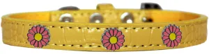 Pink Daisy Widget Croc Dog Collar Yellow Size 16