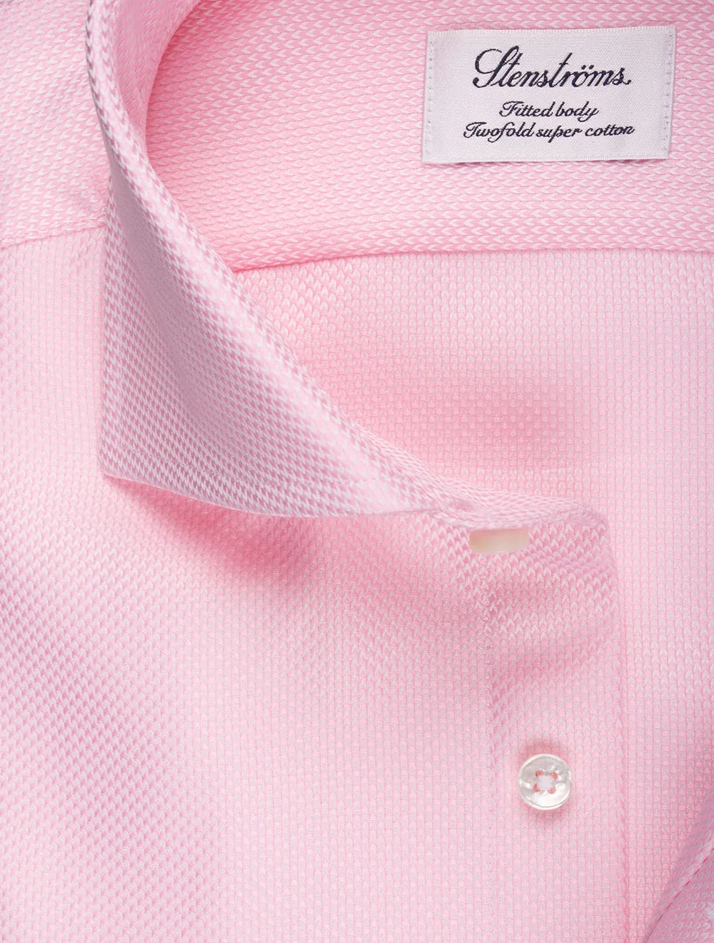 Pink Herringbone Cotton Fitted Shirt