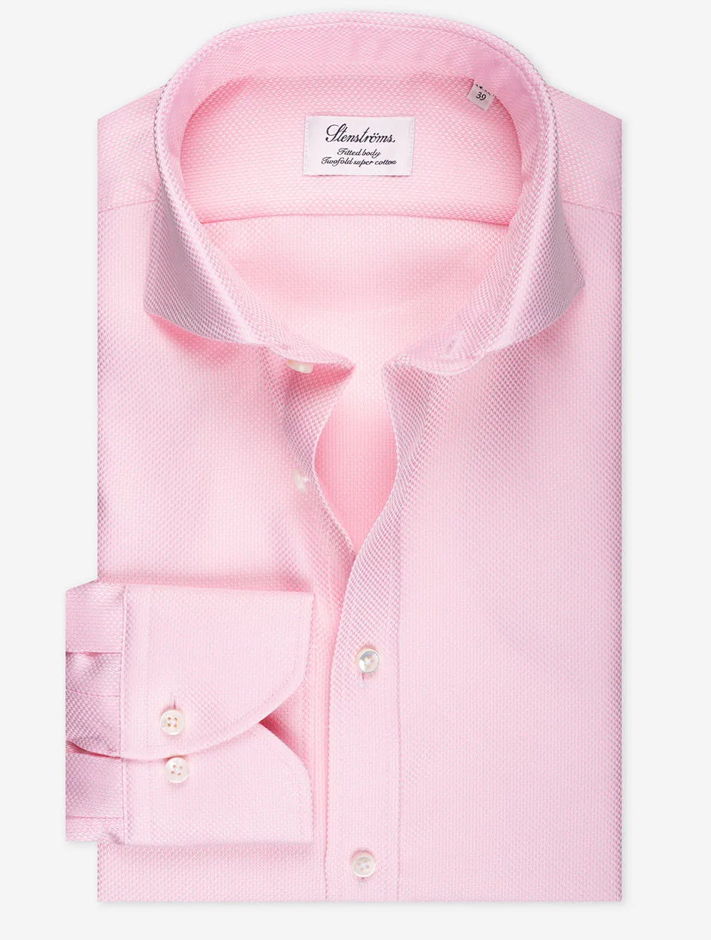 Pink Herringbone Cotton Fitted Shirt