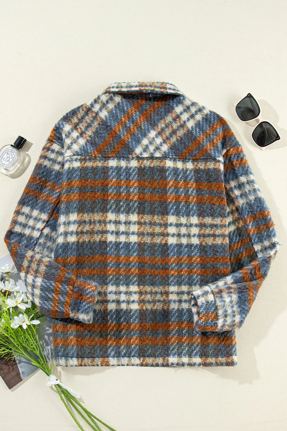 Plaid Collared Button Front Shacket