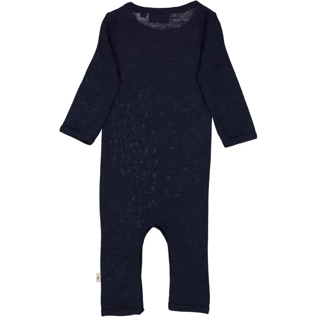 Plain Wool Jumpsuit - navy