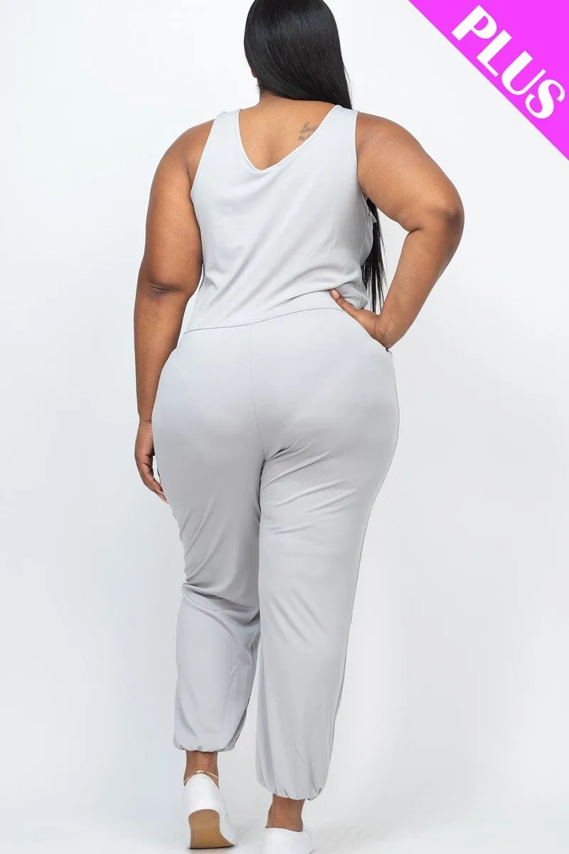 Plus Elasticized Waist Jogger Jumpsuit (Multiple Colors)