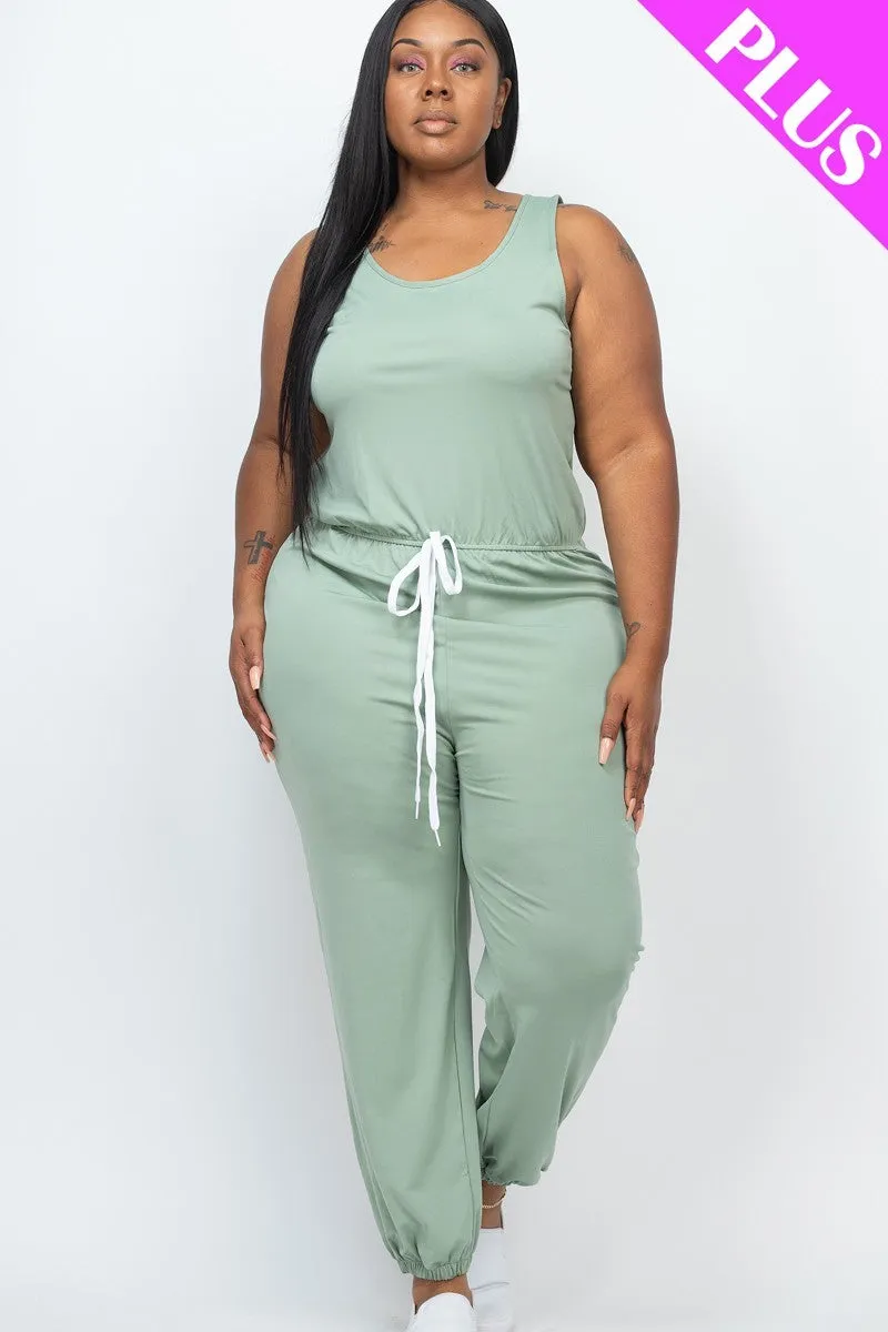 Plus Elasticized Waist Jogger Jumpsuit (Multiple Colors)