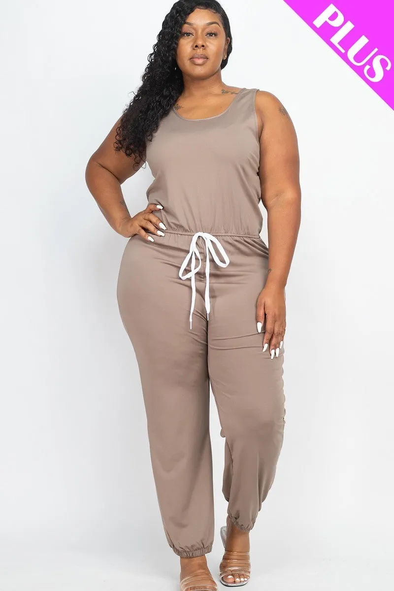 Plus Elasticized Waist Jogger Jumpsuit (Multiple Colors)