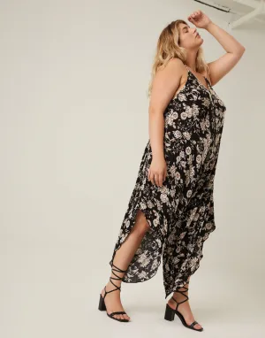 Plus Size Floral Wide Leg Flowy Jumpsuit