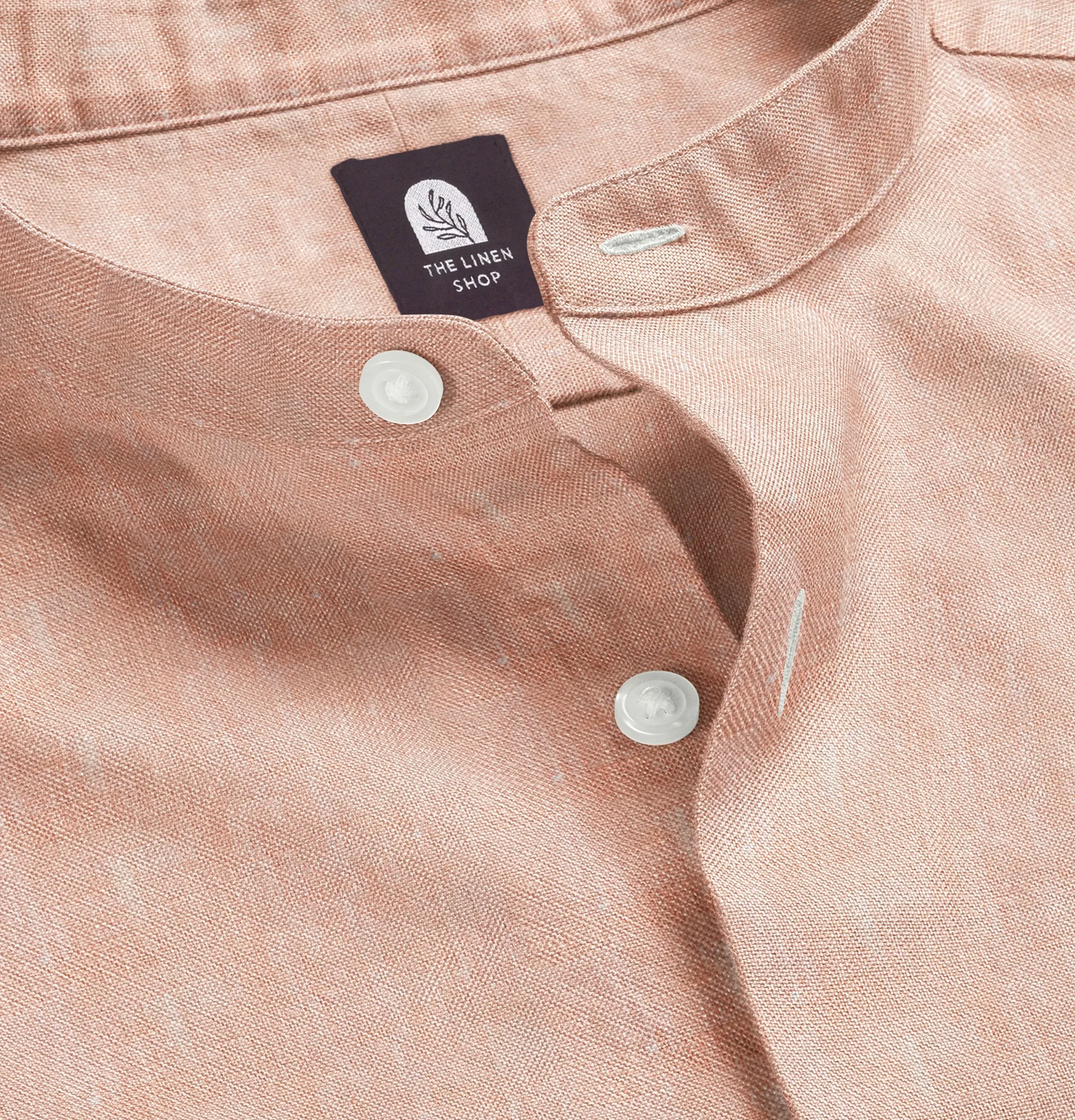 Pure Linen - Band Collar - Peach