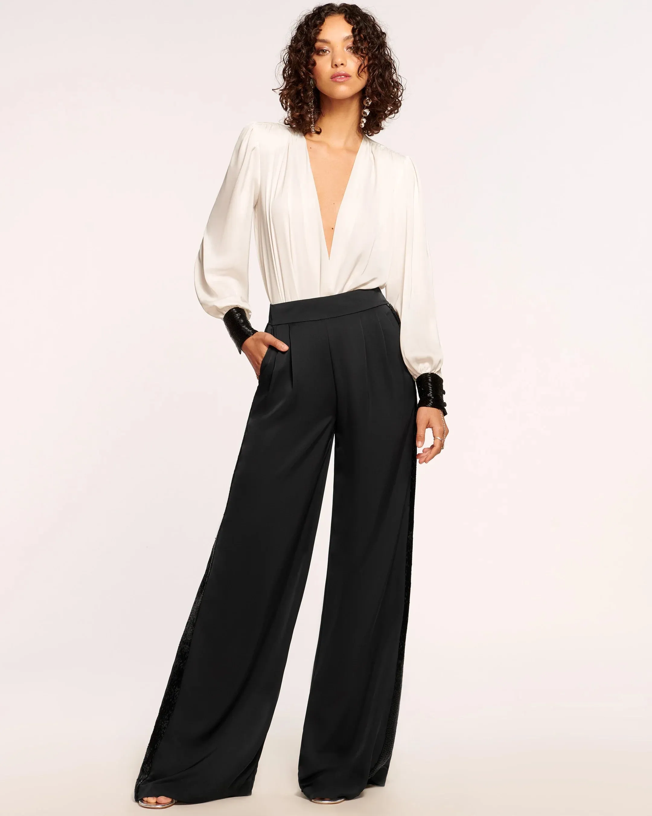 Ra235005 Ramy Brook Embellished Wide Leg Pant