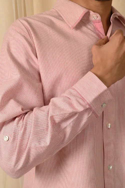 Rangsutra Baori Pink Hand Embroidered Full Sleeve Shirt