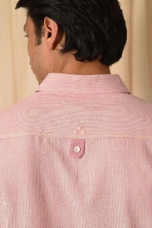 Rangsutra Baori Pink Hand Embroidered Full Sleeve Shirt