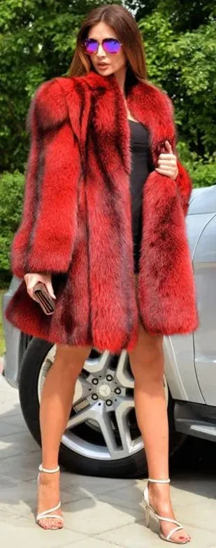 Real Fox Fur Long Coats