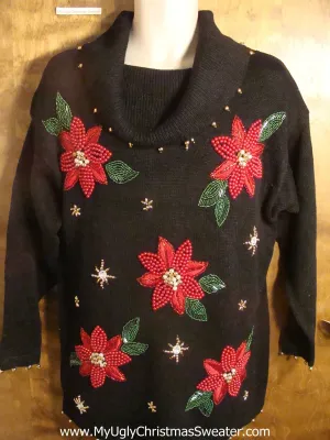 Red Poinsettias Tacky Christmas Sweater