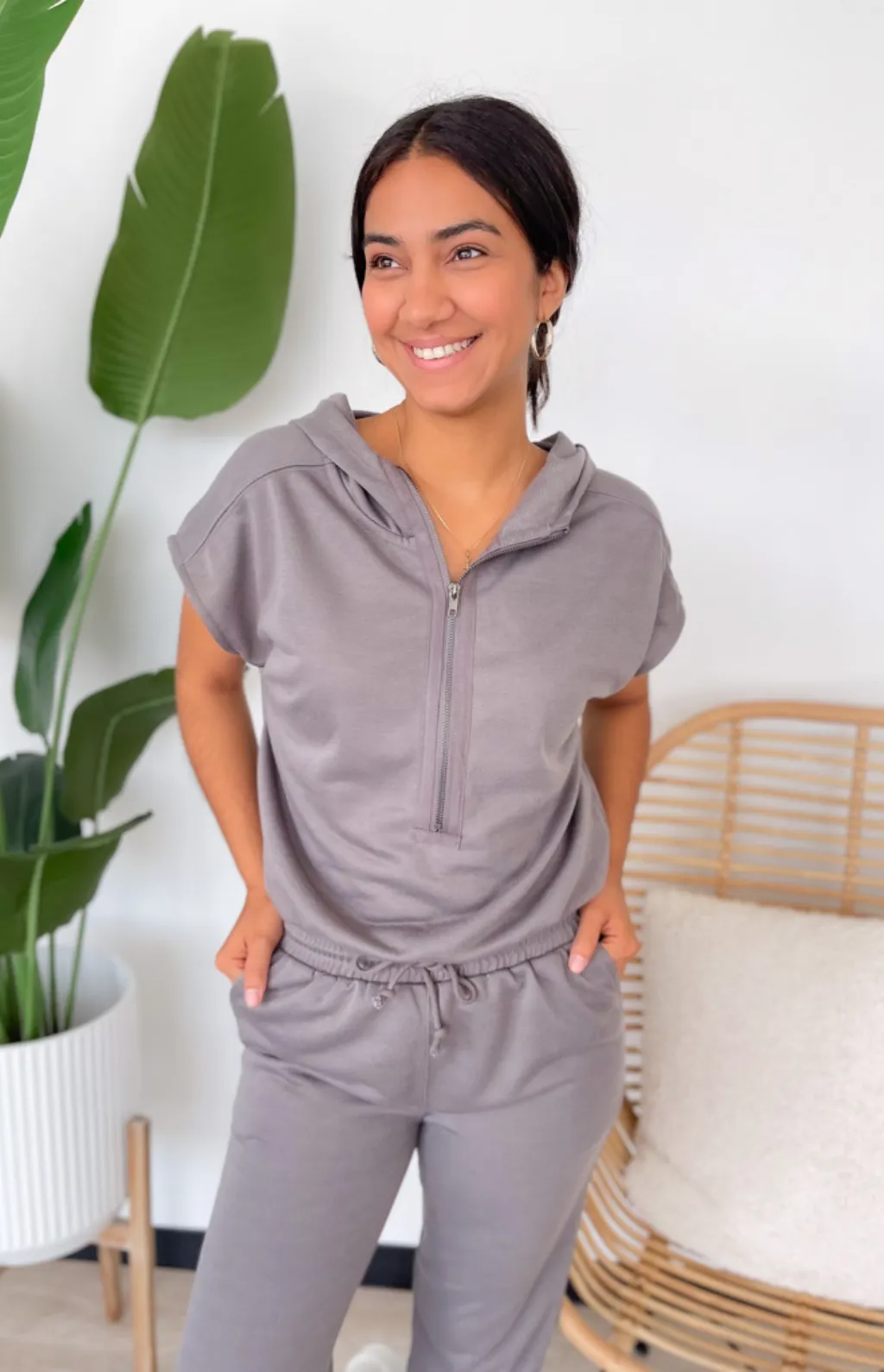 Reese Grey Short Sleeve Jumpsuit