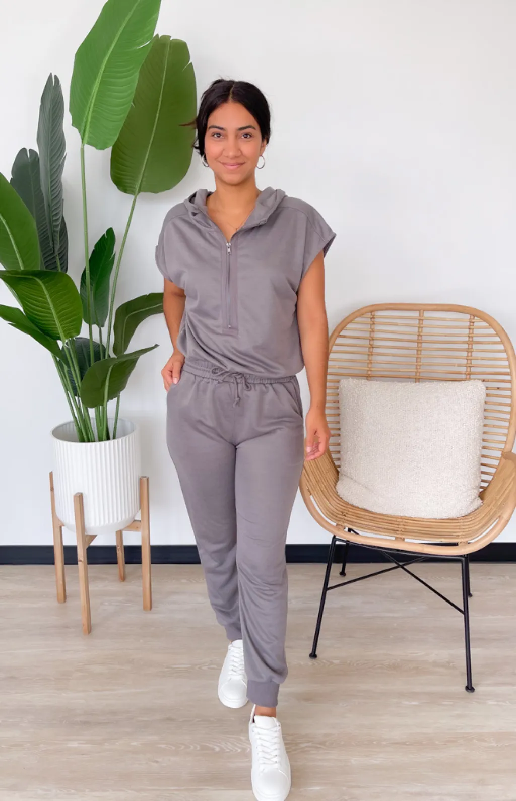 Reese Grey Short Sleeve Jumpsuit