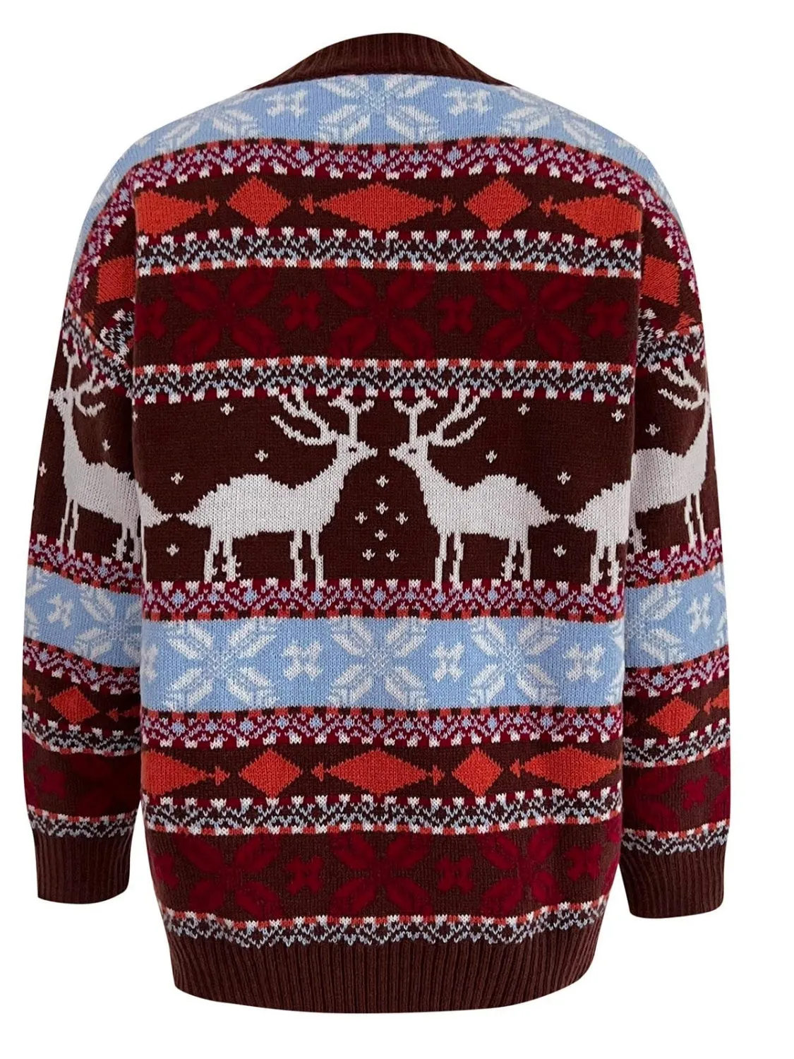 Reindeer Round Neck Dropped Shoulder Sweater