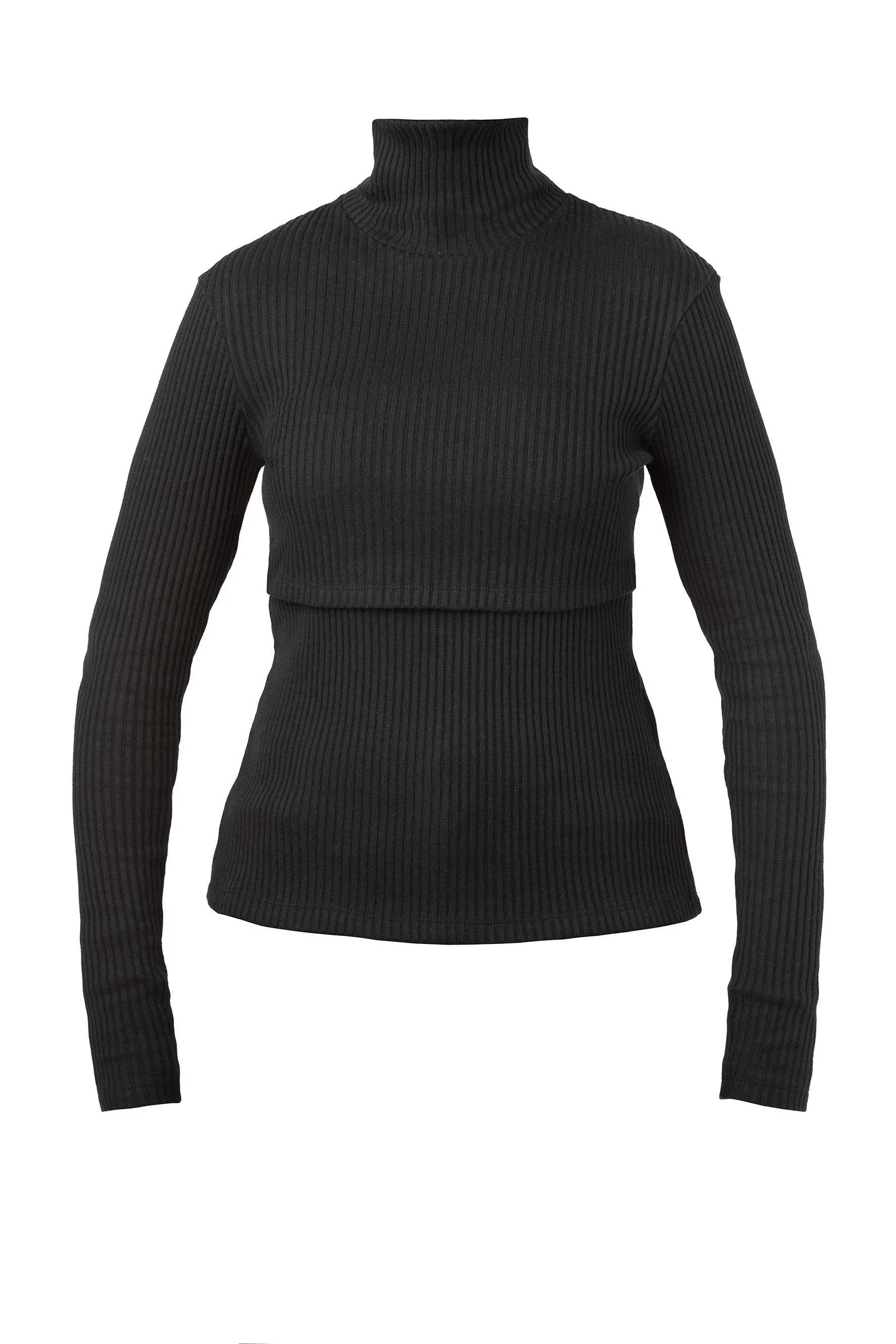 Ribbed Nursing Turtleneck Long Sleeve Knit