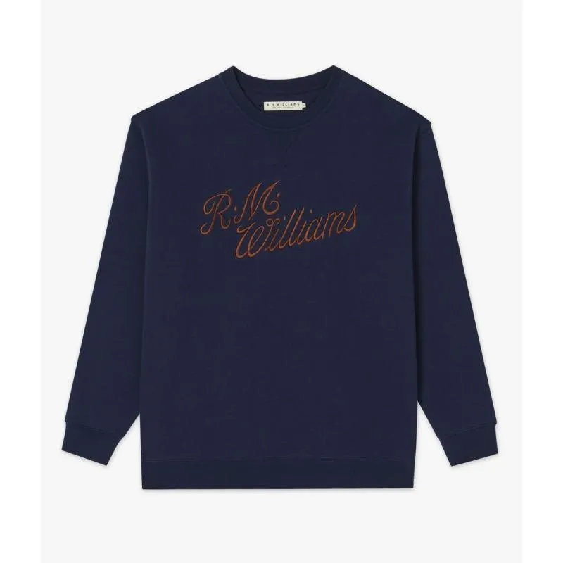 R.M.Williams Script Crew Neck Mens Sweater - Navy